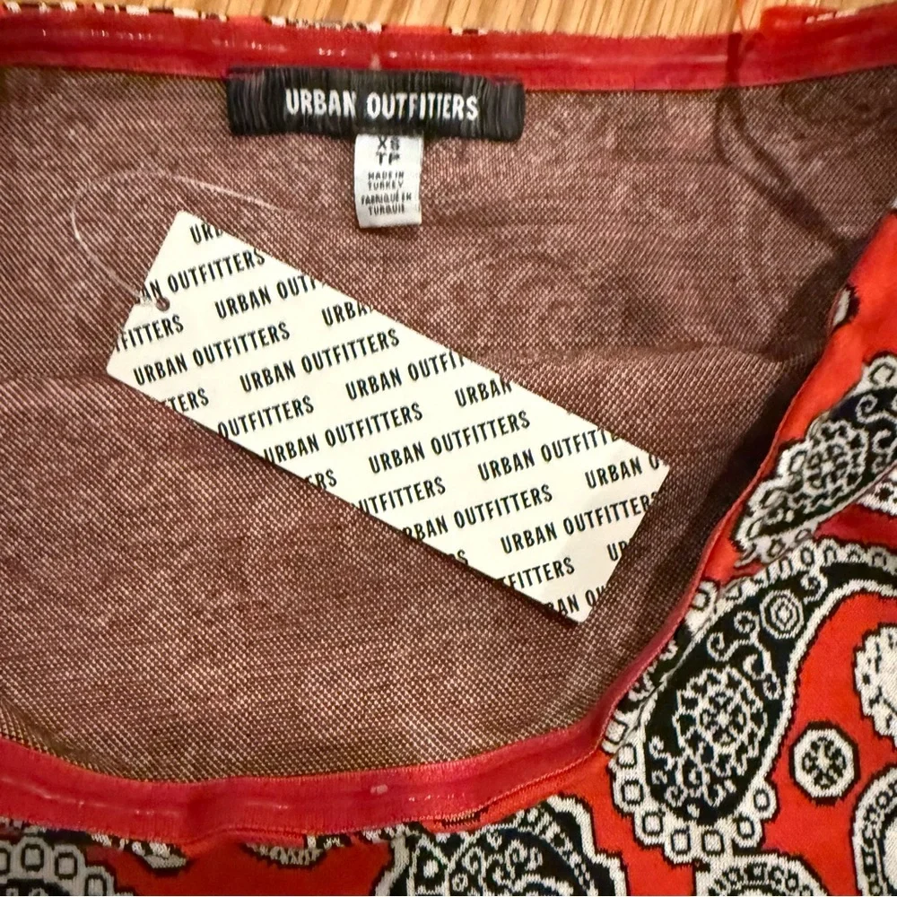 NWT Urban Outfitters Paisley Strapless Red Mini Dress - Picture 6 of 7